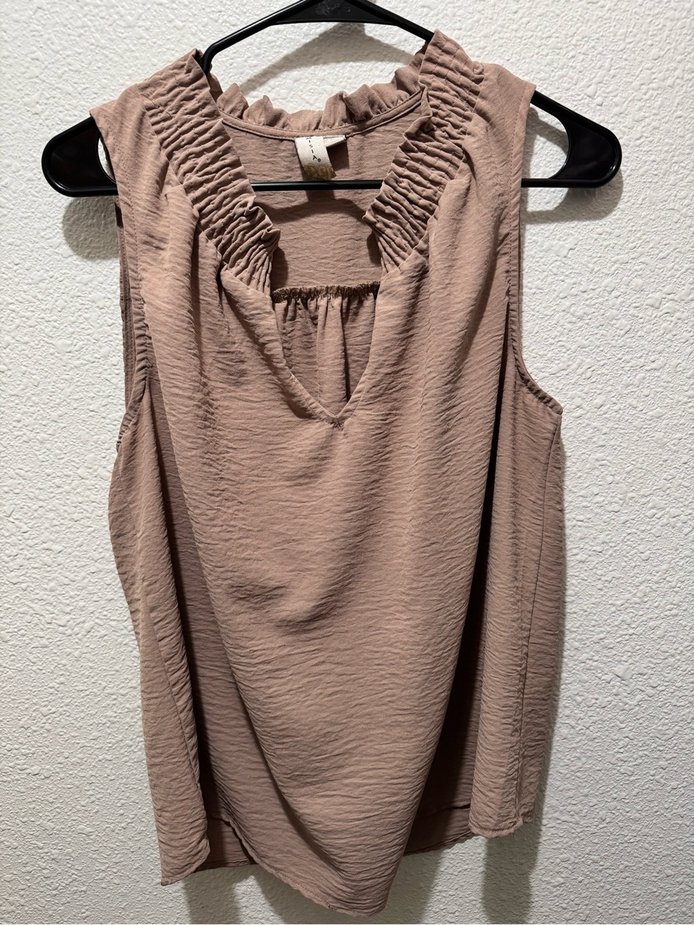 Misia Mauve Sleeveless Ruffle V-Neck Blouse